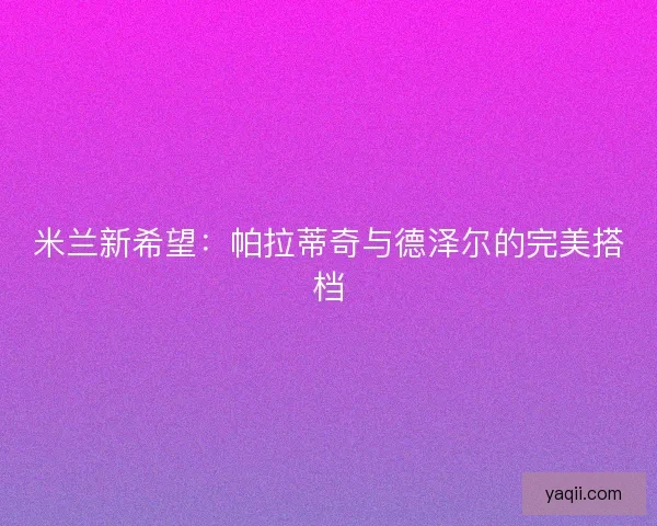米兰新希望：帕拉蒂奇与德泽尔的完美搭档